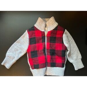 Cohesive & Co Baby Boys 12 mos Buffalo Plaid Sherpa Lined Zip Cardigan Sweater